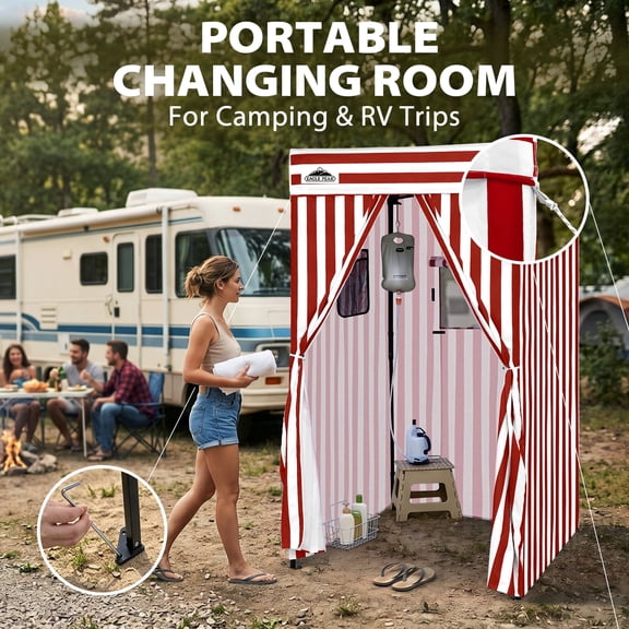 EAGLE PEAK Flex Compact 4x4 Pop-up Canopy Privacy Dressing Room,White/Red