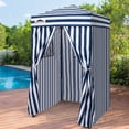 thumbnail image 1 of EAGLE PEAK Flex Ultra Compact 4x4 Pop-up Changing Room Canopy, Portable Privacy Cabana for Pool, Fashion Photoshoots, or Camping (White/Blue）, 1 of 11