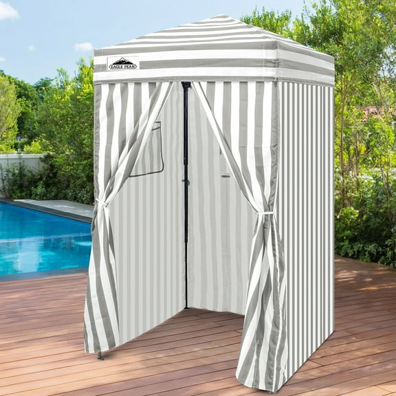 EAGLE PEAK Flex Ultra Compact 4 x 4 ft Pop-up Changing Room Canopy, Portable Privacy Cabana for Pool, Fashion Photoshoots, or Camping, Gray/White