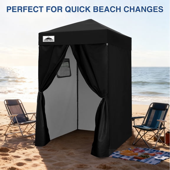 EAGLE PEAK Flex Ultra Compact 4x4 Changing Room, Oxford Pop-up Canopy, Portable Privacy Sun Shelter, Black