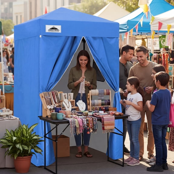 EAGLE PEAK Flex Ultra Compact 4x4 Changing Room, Oxford Pop-up Canopy, Portable Privacy Sun Shelter, Blue