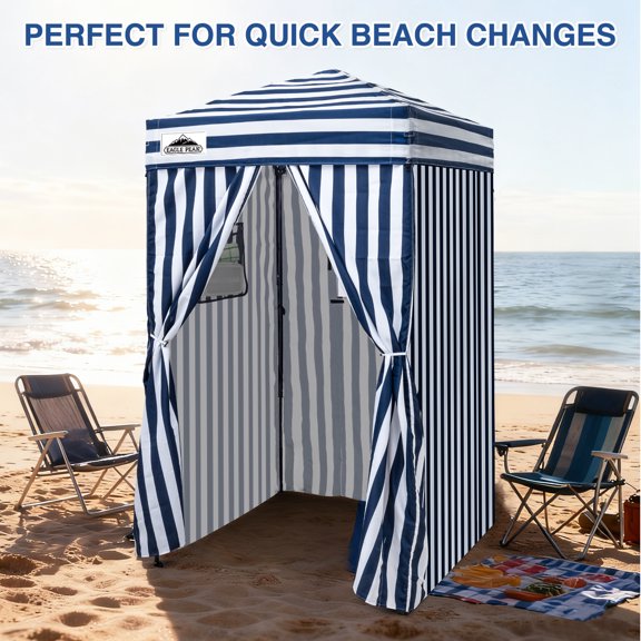 EAGLE PEAK Flex Ultra Compact 4x4 Changing Room, Oxford Pop-up Canopy, Portable Privacy Sun Shelter, White/Blue