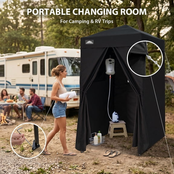 EAGLE PEAK Flex Ultra Compact 4x4 Pop-up Changing Room Canopy, (Black)