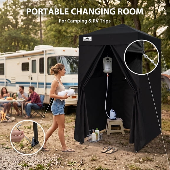 EAGLE PEAK Flex Ultra Compact 4x4 Pop-up Changing Room Canopy, (Black)