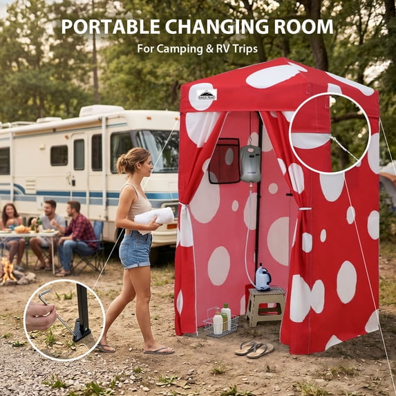 EAGLE PEAK Flex Ultra Compact 4x4 Pop-up Changing Room Canopy, Portable Privacy Cabana for Pool, Fashion Photoshoots, or Camping (Red Mushroom)