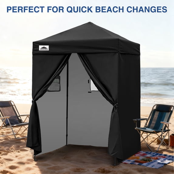 EAGLE PEAK Flex Ultra Compact 5x5 Changing Room, Oxford Pop-up Canopy, Portable Privacy Sun Shelter, Black
