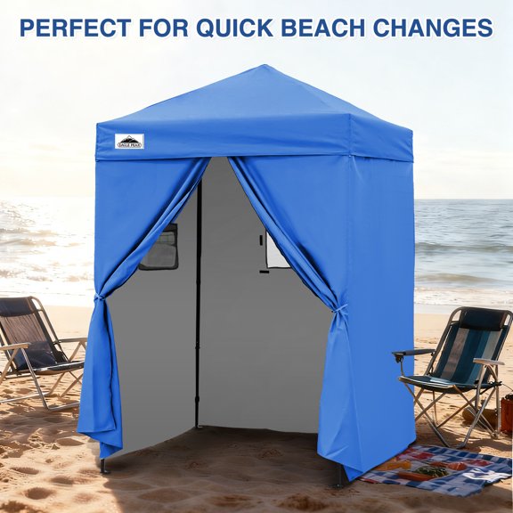 EAGLE PEAK Flex Ultra Compact 5x5 Changing Room, Oxford Pop-up Canopy, Portable Privacy Sun Shelter, Blue