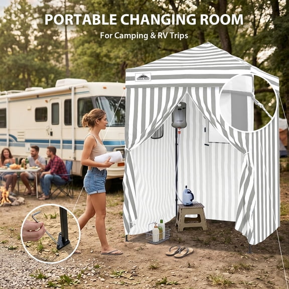 EAGLE PEAK Flex Ultra Compact 5x5 Pop-up Changing Room Canopy (Gray/White)