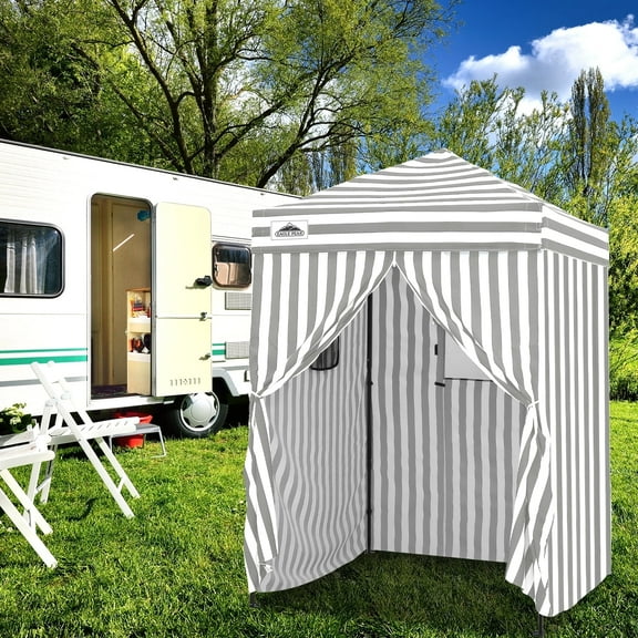 EAGLE PEAK Flex Ultra Compact 5x5 Pop-up Changing Room Canopy (Gray/White)