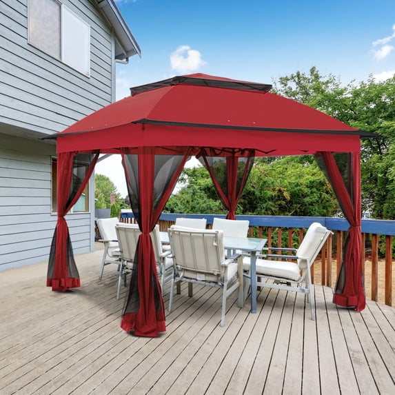EAGLE PEAK Gazebo 11 x 11 ft Straight Leg Pop-Up Canopy(Red)