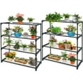 thumbnail image 1 of EAGLE PEAK Greenhouse Shelving Staging Double 4 Tier, Outdoor/Indoor Plant Shelves, 35"x12"x42", Green, 1 of 8