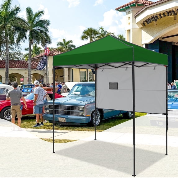 EAGLE PEAK 6 x 4 Pop-up Canopy, Adjustable Height,Straight Lightweight Compact Portable Tent, Green