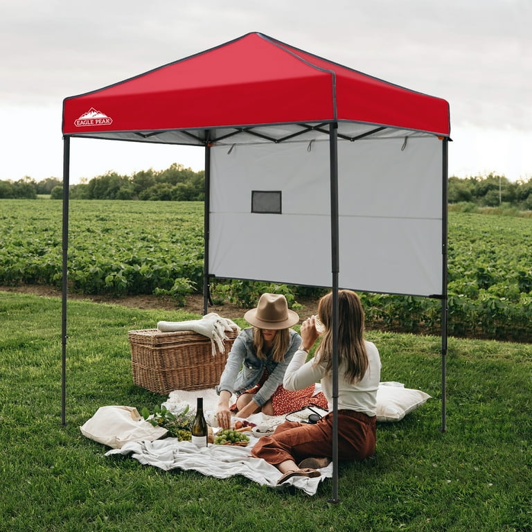 EAGLE PEAK Instant 6 x 4 Pop Up Canopy with Adjustable Sun Wall Straight Lightweight Compact Portable Tent