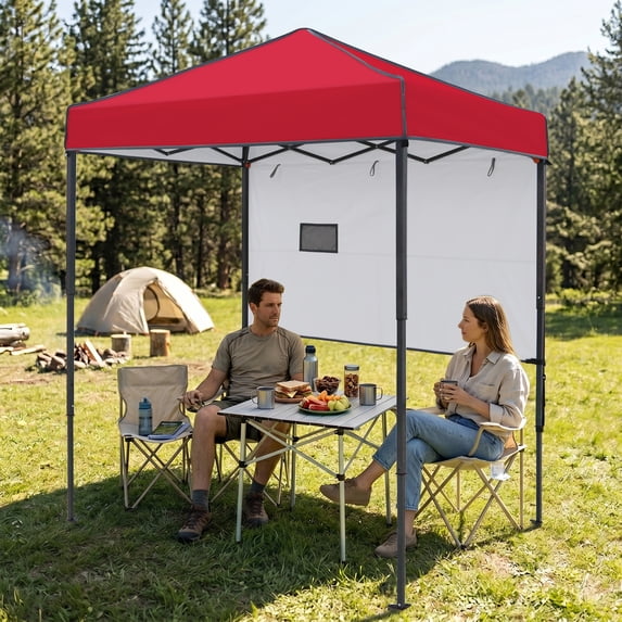 EAGLE PEAK 6 x 4 Pop-up Canopy, Adjustable Height,Straight Lightweight Compact Portable Tent, Red