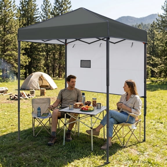 EAGLE PEAK 6 x 4 Pop-up Canopy, Adjustable Height,Straight Lightweight Compact Portable Tent, Dark Gray