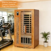 EAGLE PEAK Low EMF FAR Infrared Sauna, Canadian Hemlock Wood Home Sauna with Colorful Light Therapy and Bluetooth Speakers, Brown