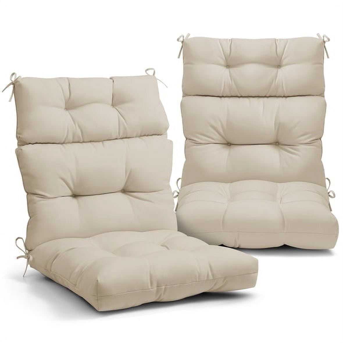 EAGLE PEAK New Tufted Outdoor/Indoor High Back Patio Chair Cushion, Set of 2, 46 x 22 in, Beige