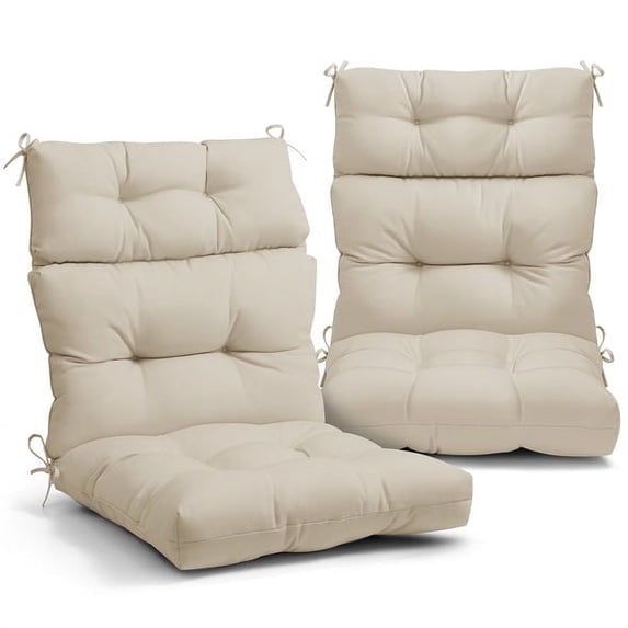 EAGLE PEAK New Tufted Outdoor/Indoor High Back Patio Chair Cushion, Set of 2, 46 x 22 in, Beige