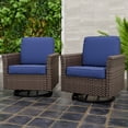 thumbnail image 1 of EAGLE PEAK Ocean Vista Set of 2 Patio Variated Brown All-weather PE Wicker 360-Degree Rocking Swivel Chairs with Extended Armrest, Blue Cushions, 1 of 10