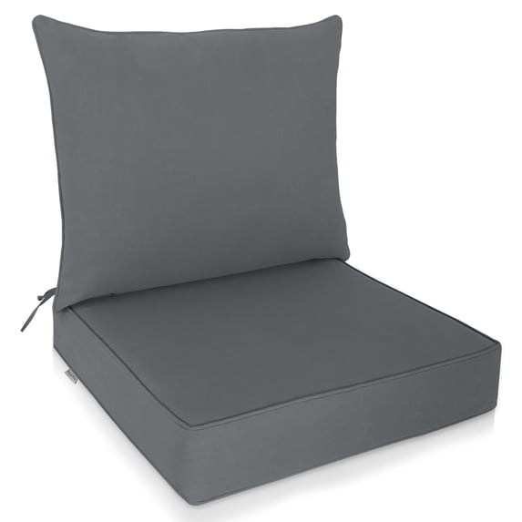 EAGLE PEAK Outdoor Deep Seat Cushion Set for Patio Furniture, 25 x 25 x 5 inch, 2 PCS Back Chair Cushion with Fixed belt, Gray