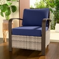 thumbnail image 1 of EAGLE PEAK Coastal Vista Outdoor Patio Ratten Wicker Lounge Chair With Blue Cushion, 1 of 7