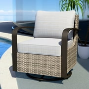 EAGLE PEAK Coastal Vista Outdoor Patio Wicker Swivel Glider Rocker Chair with Beige Cushion