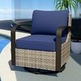 thumbnail image 1 of EAGLE PEAK Coastal Vista Outdoor Patio Wicker Swivel Glider Rocker Chair with Blue Cushion, 1 of 8
