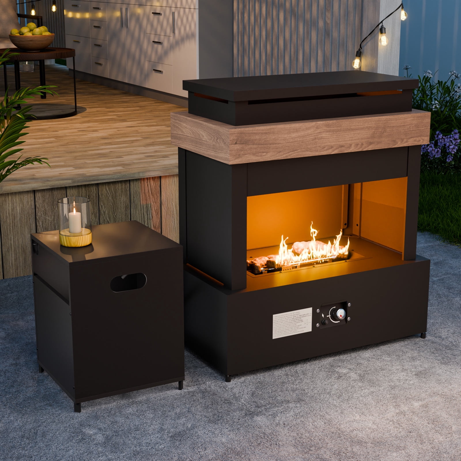 EAGLE PEAK Outdoor Propane Fireplace 50,000 BTU Gas Fireplace with ...