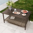 EAGLE PEAK Outdoor Rectangular Wicker Coffee Table with Metal Top and