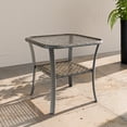 thumbnail image 1 of EAGLE PEAK Outdoor Wicker Side Table with Lower Storage, Rattan Coffee Table with Tempered Glass Top, Stonewash Gray, 1 of 9