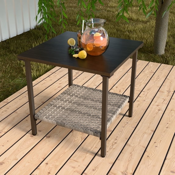 EAGLE PEAK Coastal Vista Rattan Wicker Side Table Outdoor Furniture Deck Garden Patio Pool