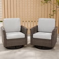 thumbnail image 1 of EAGLE PEAK Ocean Vista Set of 2 Patio Variated Brown All-weather PE Wicker 360-Degree Rocking Swivel Chairs with Extended Armrest, Beige Cushions, 1 of 10
