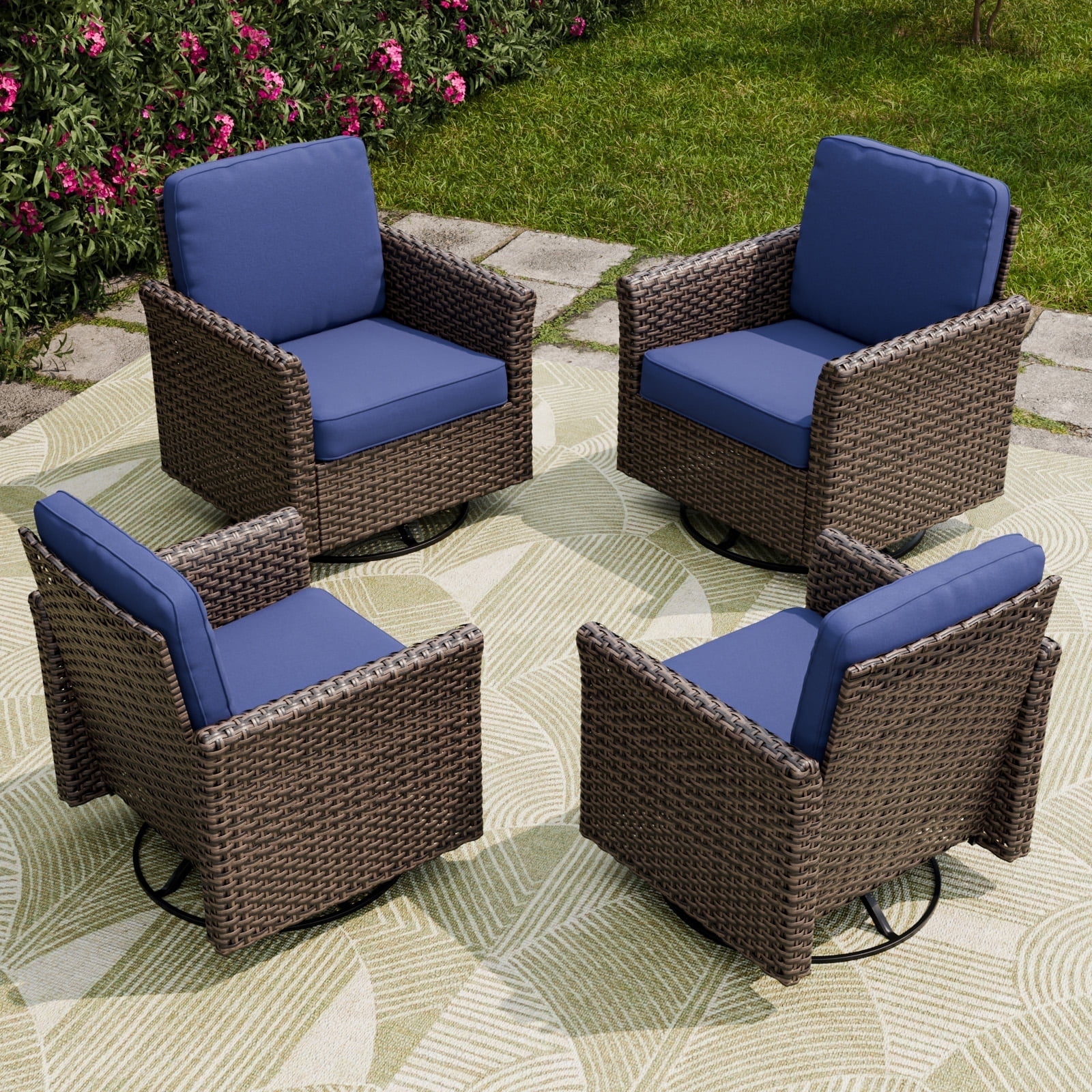 EAGLE PEAK Ocean Vista Set of 4 Patio Variated Brown All-weather PE ...