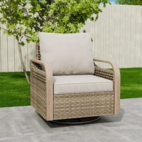 EAGLE PEAK Modern Wicker Outdoor Glider Rocking Chair, Swivel Patio Furniture, Brown/Gray
