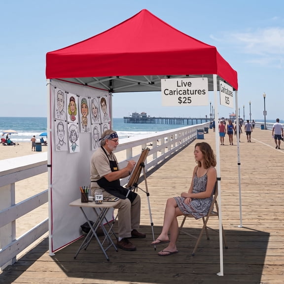 EAGLE PEAK Straight Leg Portable Outdoor Canopy Tent with One Removable Sunwall 5 x 5 ft, Red