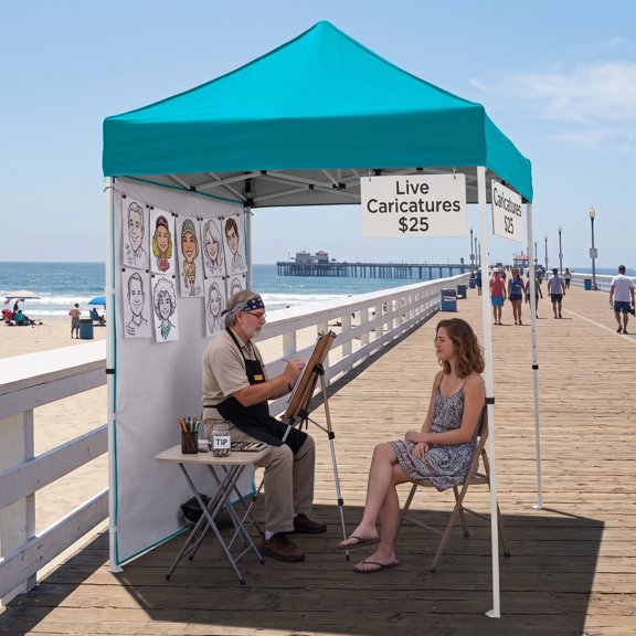 EAGLE PEAK Straight Leg Portable Outdoor Canopy Tent with One Removable Sunwall 5 x 5 ft, Turquoise