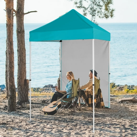 EAGLE PEAK Straight Leg Portable Outdoor Canopy Tent with One Removable Sunwall 5 x 5 ft, Turquoise