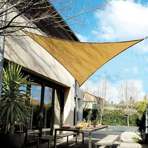 EAGLE PEAK Sun Shade Sail Right Triangle Canopy 12' x 12' x 17' UV Block Awning for Outdoor Patio Lawn Garden Backyard Deck (Sand)