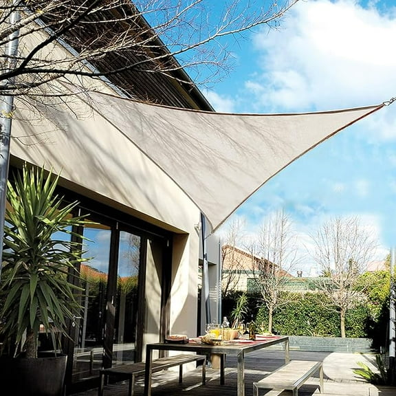 EAGLE PEAK Sun Shade Sail Triangle Canopy 16' x 16' x 16' UV Block Awning for Outdoor Patio Lawn Garden Backyard Deck (Cream)