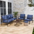 thumbnail image 1 of EAGLE PEAK Sunset Dune 6 Piece Patio Furniture Sets, Wicker Modern Outdoor Conversation Set with Coffee Tables and Ottoman, Cushions ,Blue, 1 of 11