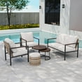 thumbnail image 1 of EAGLE PEAK Sunset Dune 6 Piece Patio Furniture Sets, Wicker Modern Outdoor Conversation Set with Coffee Tables and Ottoman,Cushions,Beige, 1 of 11