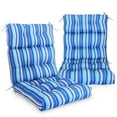 thumbnail image 1 of EAGLE PEAK Tufted Outdoor/Indoor High Back Patio Chair Cushion, Set of 2, 46 x 22 in,Blue Stripe, 1 of 9
