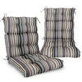 thumbnail image 1 of EAGLE PEAK Tufted Outdoor/Indoor High Back Patio Chair Cushion, Set of 2, 46 x 22 in,Brown Stripe, 1 of 9
