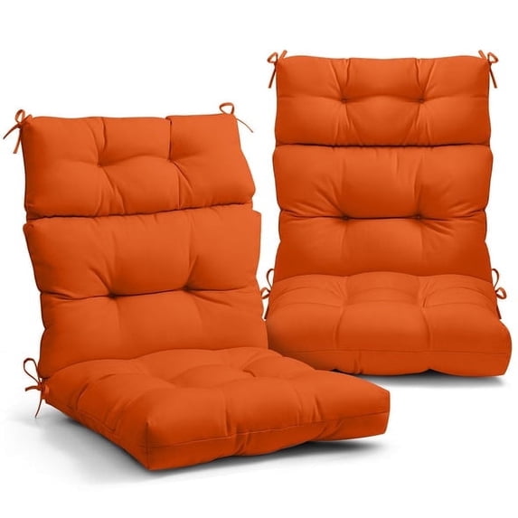 EAGLE PEAK Tufted Outdoor/Indoor High Back Patio Chair Cushion, Set of 2, 46 x 22 in, Burnt Orange