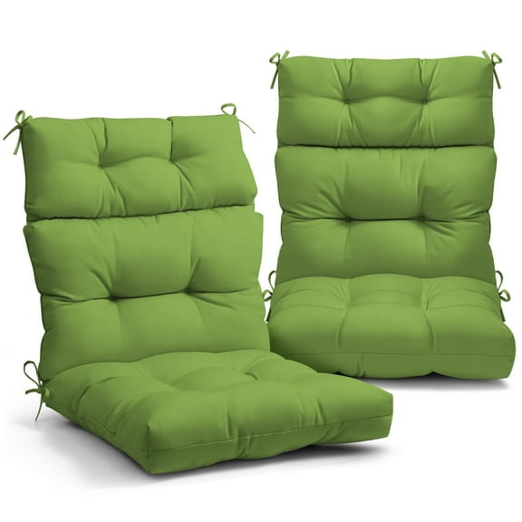 EAGLE PEAK Tufted Outdoor/Indoor High Back Patio Chair Cushion, Set of 2, 46 x 22 in,Green