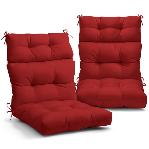 EAGLE PEAK Tufted Outdoor/Indoor High Back Patio Seat Cushions, Set of 2, 46 x 22 in,Red