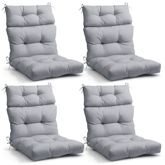 EAGLE PEAK Tufted Outdoor/Indoor High Back Patio Chair Cushions, Set of 4, 46'' x 22'', Light Gray