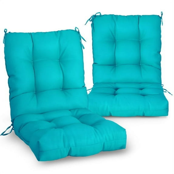 EAGLE PEAK Tufted Outdoor/Indoor Seat/Back Chair Cushion, Set of 2, 42'' x 21'', Blue