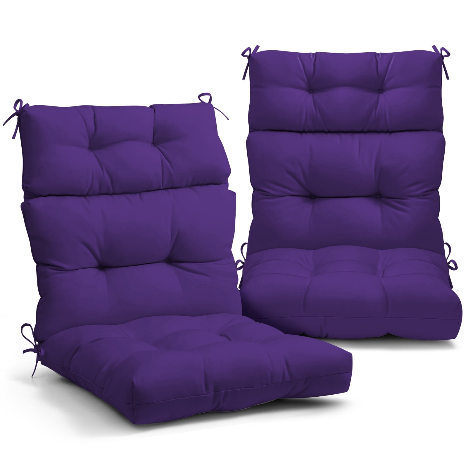 EAGLE PEAK Tufted Outdoor/Indoor Seat/Back Chair Cushion, Set of 2, 42'' x 21'', Purple