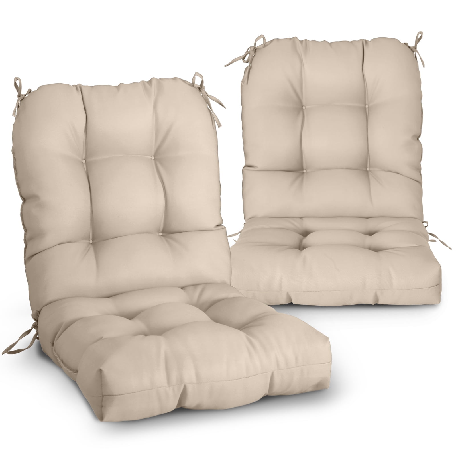 EAGLE PEAK Tufted Outdoor/Indoor Seat/Back Chair Cushion, Set of 2, 42 x 21 in, Beige